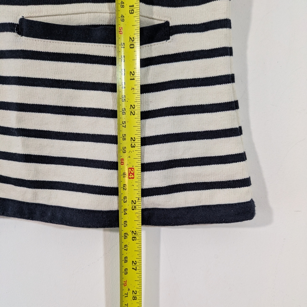 Saint James Atelier Navy Off White Striped Cardigan Zip Up Cotton Zip Up Size 12 - Picture 11 of 15